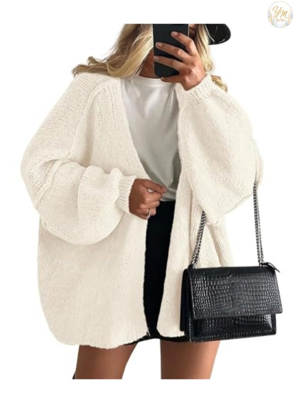 Open Front Oversized Cardigan Sweater Long Sleeve Knit Lightweight